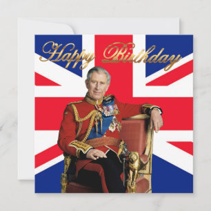 König Charles III mit britischer Flagge Alles Gute Karte
