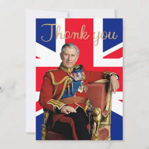 König Charles III. mit britischer Flagge Dankeskarte