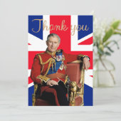 König Charles III. mit britischer Flagge Dankeskarte (Stehend Vorderseite)