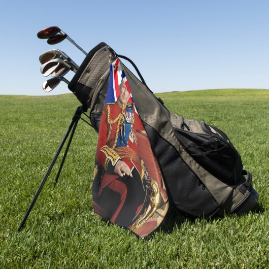 König Charles III. mit britischer Flagge Golfhandtuch (Gras)