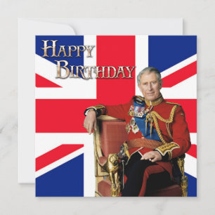 König Charles III mit britischer Flagge Happy Birt Karte