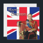 König Charles III mit britischer Flagge Happy Birt Karte<br><div class="desc">König Charles III mit britischem Hintergrund</div>