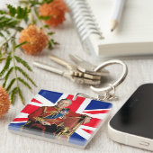 König Charles III. mit britischer Flagge Schlüsselanhänger (Vorderseite rechts)
