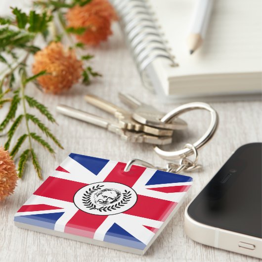 König Charles III. über die Jack Flag in der Briti Schlüsselanhänger (Vorderseite rechts)