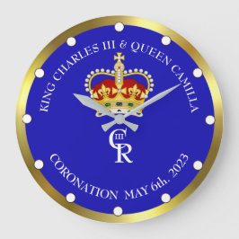 König Charles III. und Königin Consort Camilla Clo Große Wanduhr