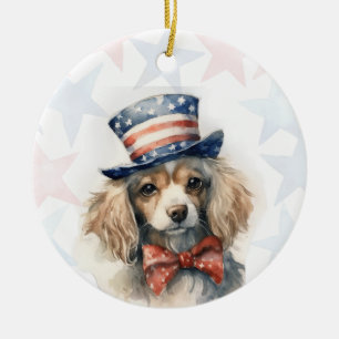 König Charles Spaniel Hund, 4. Juli Personalisiert Keramik Ornament