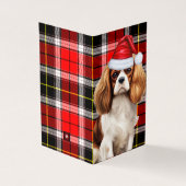 König Charles Spaniel mit Kariertem Weihnachtsfeie (Vorderseite)