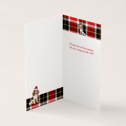 König Charles Spaniel mit Kariertem Weihnachtsfeie (Innenseite)
