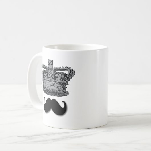 König Crown und Schnurrbart Kaffeetasse (Vorderseite Links)