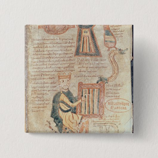 König David, der einen Psaltery von einem Psalter Button (Vorderseite)