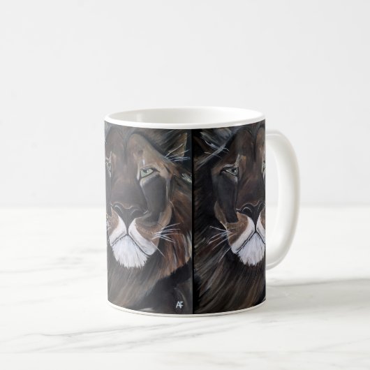 König der Bestien Gemälde von Alfred Fox Kaffeetasse (VorderseiteRechts)