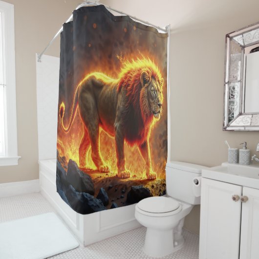 König der Bestien Löwe majestätisches Höllentier Duschvorhang (Beispiel)