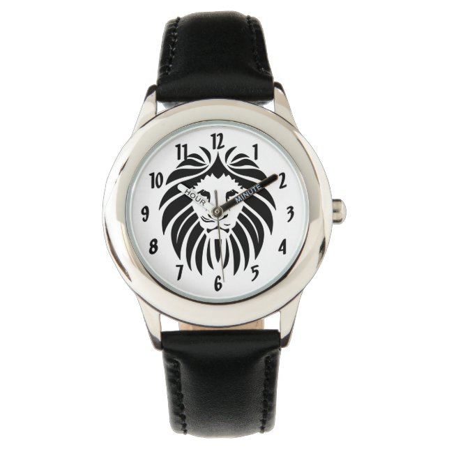 König der Jungle Löwenwand in Schwarz Armbanduhr (Vorderseite)