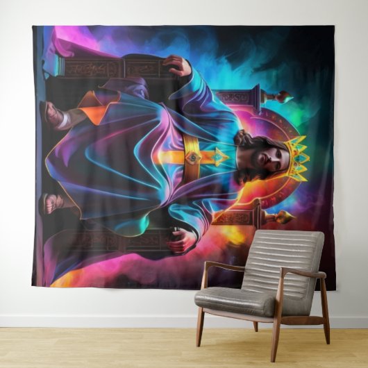 König der Könige auf seinem Thron Wandteppich (Beispiel (Horizontal))