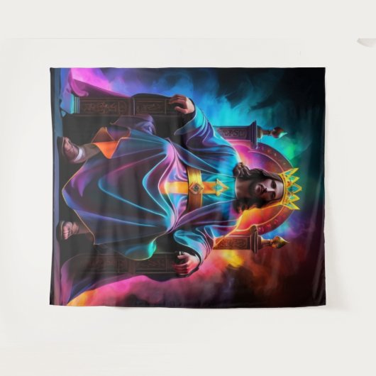 König der Könige auf seinem Thron Wandteppich (Vorderseite (Horizontal))