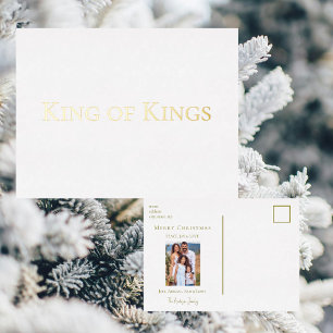 König der Könige Familienfoto Weihnachten Gold Folien Feiertagspostkarte