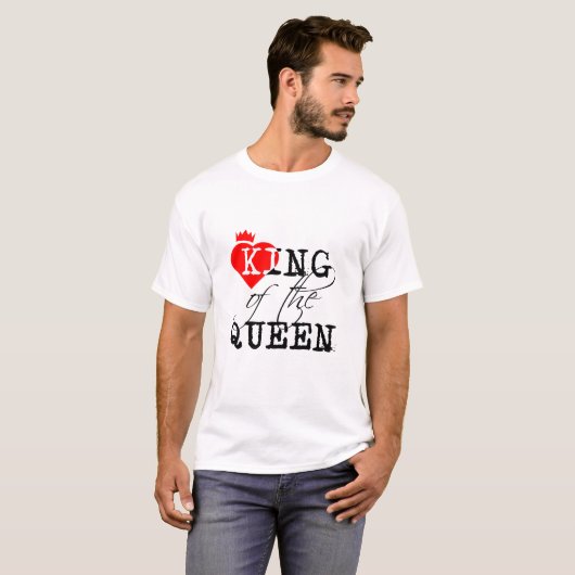 König der Königin rotes Herz und eine Krone weiß T-Shirt (Vorne ganz)