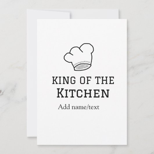 König der Küche Koch Kochen hinzufügen Namen Krone Einladung (Rückseite)