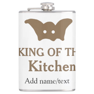 König der Küche Koch Kochen hinzufügen Namen Krone Flachmann