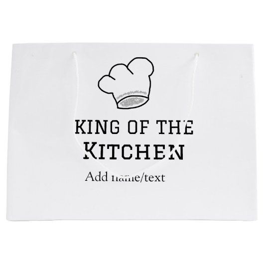 König der Küche Koch Kochen hinzufügen Namen Krone Große Geschenktüte (Vorderseite)