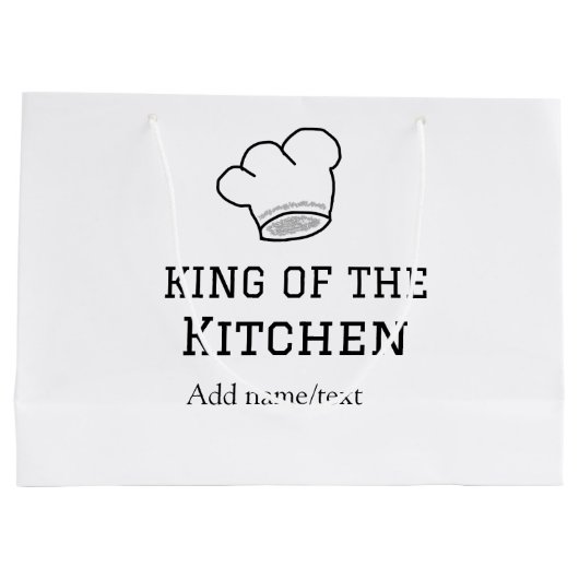 König der Küche Koch Kochen hinzufügen Namen Krone Große Geschenktüte (Rückseite)