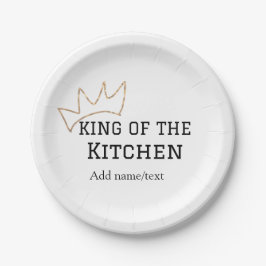 König der Küche Koch Kochen hinzufügen Namen Krone Pappteller