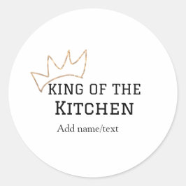 König der Küche Koch Kochen hinzufügen Namen Krone Runder Aufkleber
