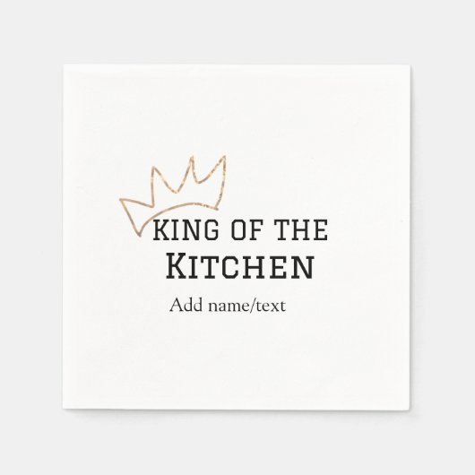 König der Küche Koch Kochen hinzufügen Namen Krone Serviette (Vorderseite)