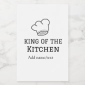 König der Küche Koch Kochen hinzufügen Namen Krone Weinetikett (Einzelnes Label)