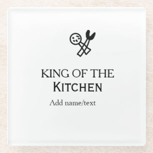 König der Küchen-Chef-Koch Name Krone hinzufügen Glasuntersetzer