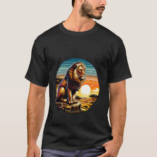 König Der Savannah Löwe Sonnenuntergang Kunst T-Shirt