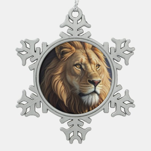 König der Savanne Schneeflocken Zinn-Ornament (Vorderseite)