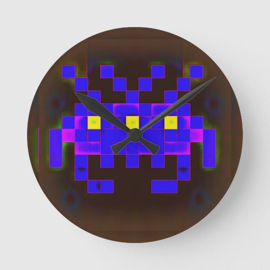 König der Space Invasion (Version B) Runde Wanduhr (Vorderseite)