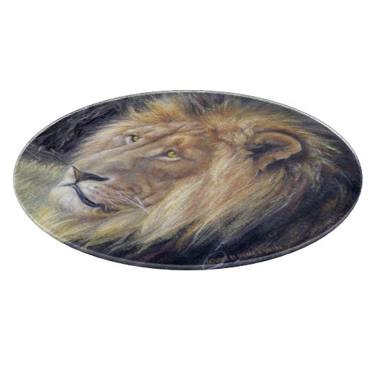 König der Tiere 12" rundes Glasschneidenbrett Schneidebrett (Ecke)