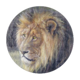 König der Tiere 12" rundes Glasschneidenbrett Schneidebrett