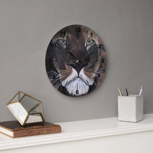 König der Tiere Gemälde von Alfred Fox Große Wanduhr