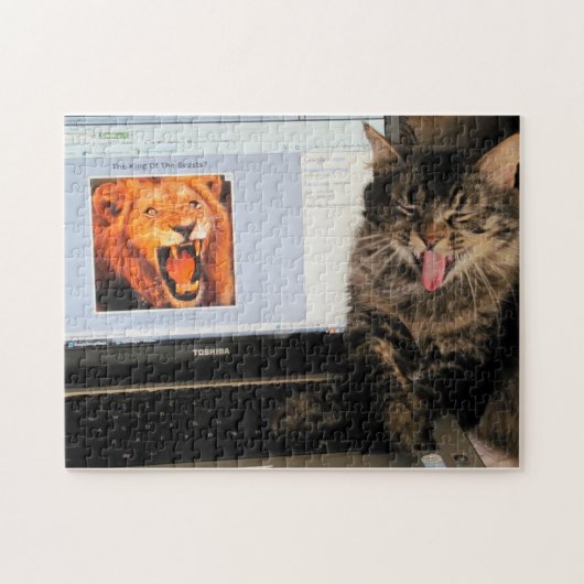 König der Tiere und lachende Katze oder Ihr Foto Puzzle (Horizontal)