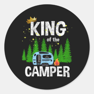 König des Camper Camping-Reiseanhänger-Straße Tra Runder Aufkleber