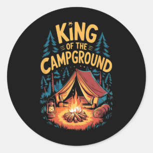 König des Campingplatzes Lustiger Camping-Vater Ze Runder Aufkleber