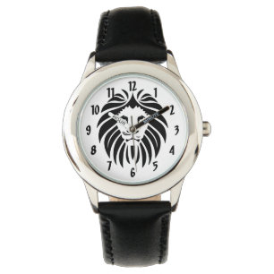 König des Dschungel-Löwe-Gesichtes im Schwarzen Armbanduhr