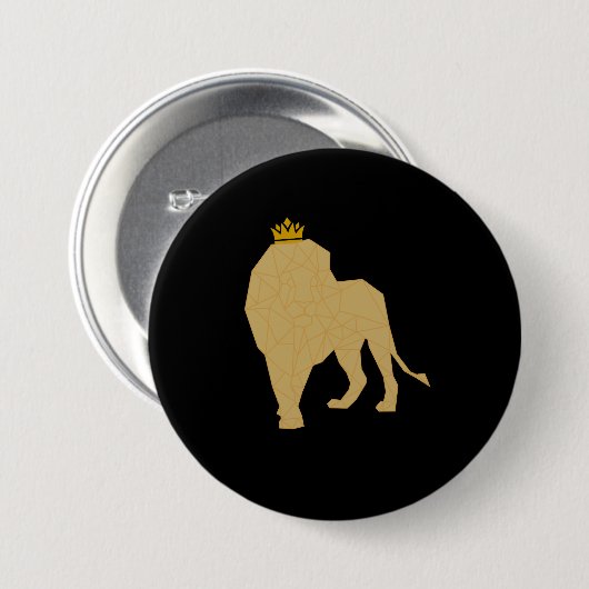 König des Dschungel-Schwarz-Goldes Button (Vorne & Hinten)