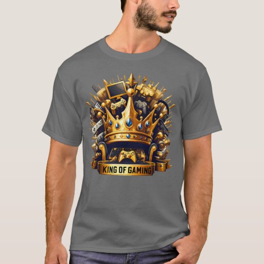 König des Gaming Royal Throne Crown Design T-Shirt (Vorderseite)