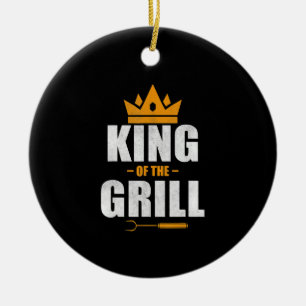 König des Grillchefs   Geschenk für Grill- und BBQ Keramik Ornament