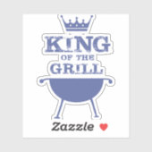 König des Grills, blau Aufkleber (Blatt)