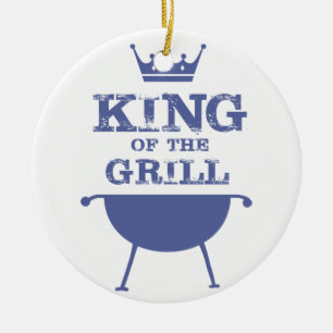 König des Grills, blau Keramik Ornament