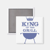 König des Grills, blau Magnet (Vorderseite/Rückseite)