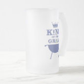 König des Grills, blau Mattglas Bierglas (VorderseiteRechts)