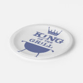 König des Grills, blau Pappteller (Schrägansicht)