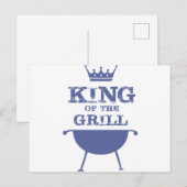 König des Grills, blau Postkarte (Vorne/Hinten)