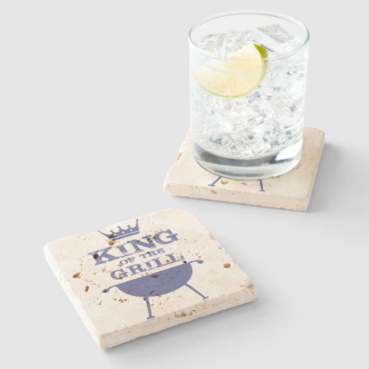 König des Grills, blau Steinuntersetzer (Seitenansicht)